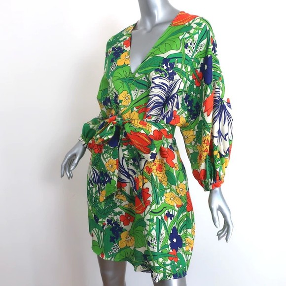 Roseanna Villa Dress Botannique Floral Print Hammered Satin Size 40 NEW - Picture 3 of 8